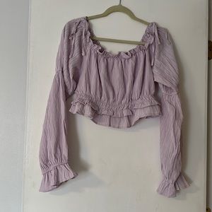 Fashion Nova Cropped long sleeve Lavender Blouse size XL